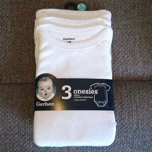Gerber White 3-Pack Baby Onesies Short Sleeve Bodysuits